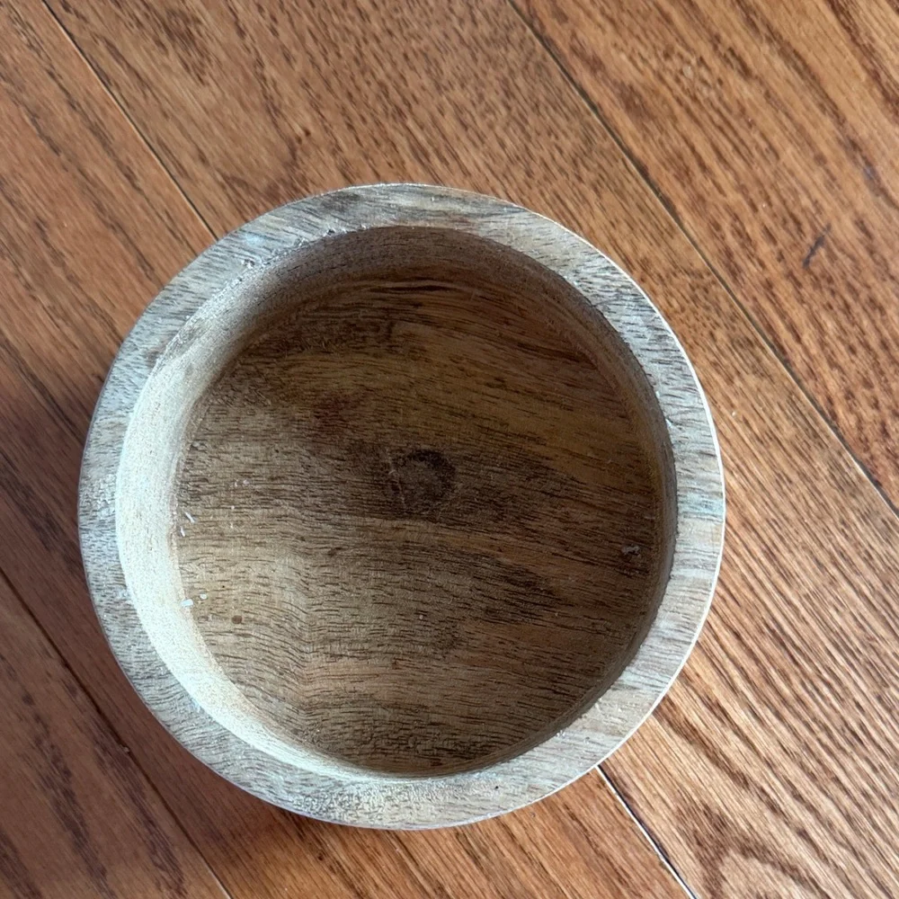 Crate&Barrel Cream Marble & Wood Wine Coaster